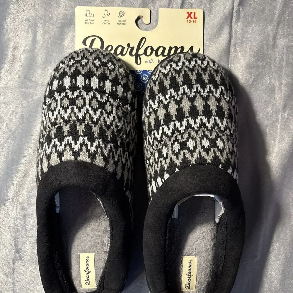 Dearfoams Men’s Memory Foam Slippers Size XL (13/14)